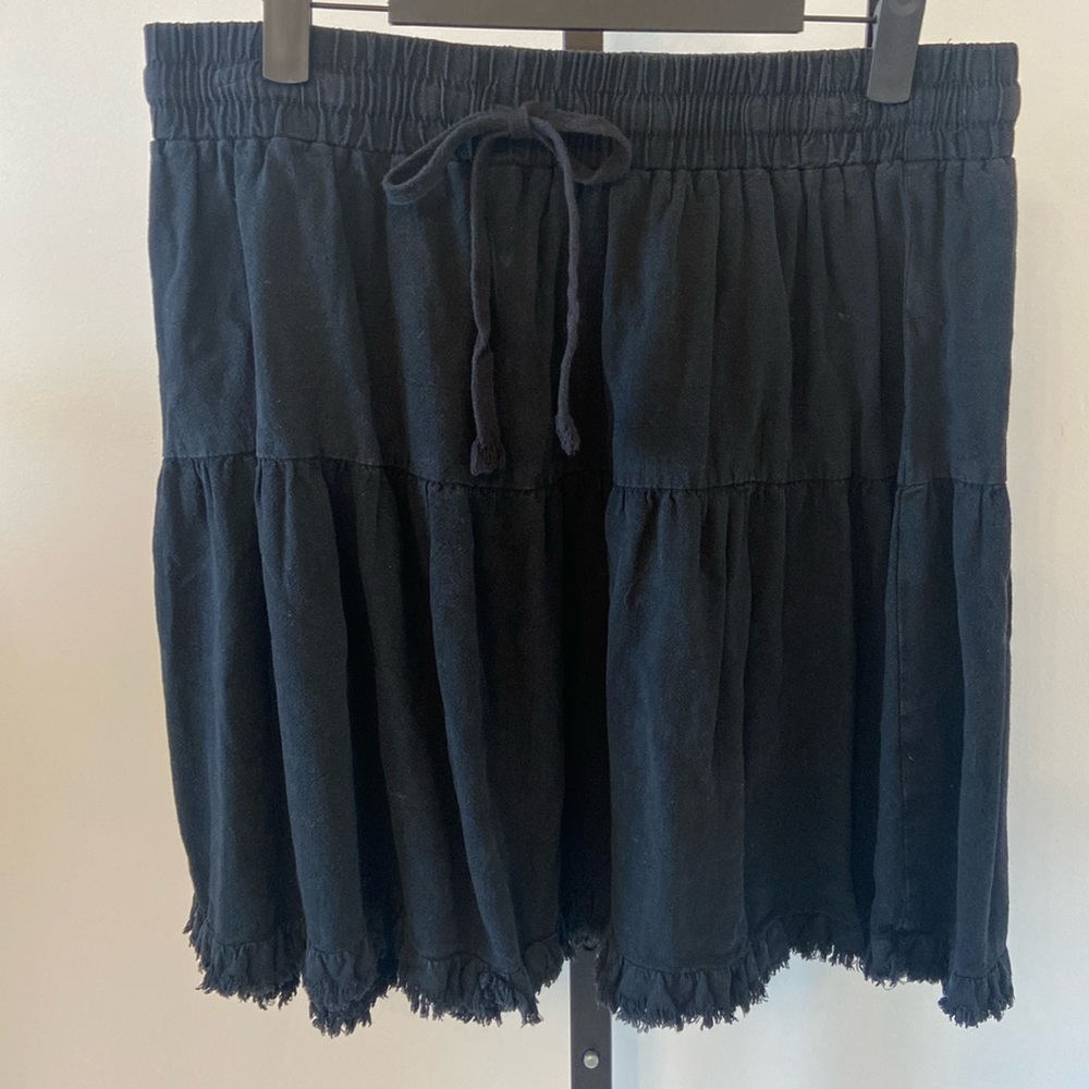 Umgee Black Frayed Skirt Cotton Mini Size Large